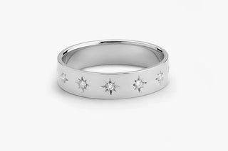 0.11 TCW Round Cut Moissanite Diamond Starburst Bridal Band