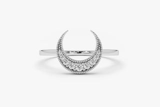 0.12 TCW Round Cut Crescent Moon Moissanite Diamond Wedding Band