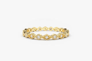0.12 TCW Round Cut Vintage Moissanite Diamond Wedding Band