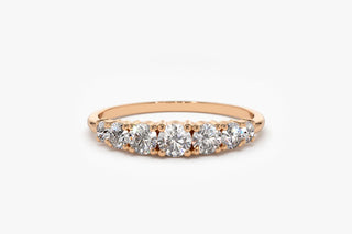 0.45 TCW 7 Stone Round Cut Moissanite Diamond Wedding Band