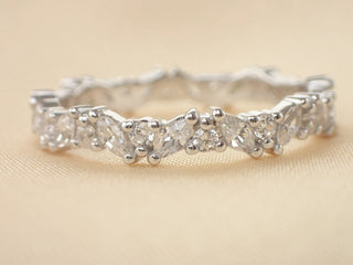 0.64 TCW Round & Marquise Cluster Moissanite Diamond Wedding Band
