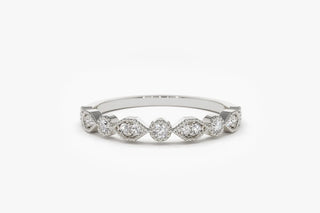 0.22 TCW Round Cut Marquise Shape Vintage Moissanite Diamond Wedding Band