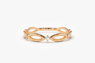 0.09 TCW Unique Round Cut Moissanite Diamond Wedding Band