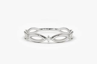 0.09 TCW Unique Round Cut Moissanite Diamond Wedding Band