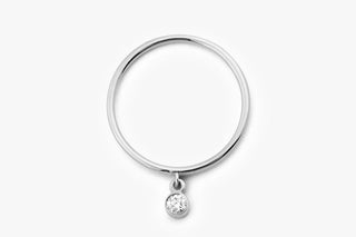 0.05 TCW Round Cut Bezel Dangling Charm Moissanite Diamond Wedding Band