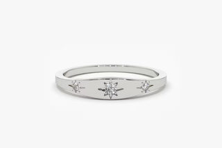 0.06 TCW Round Cut 3 Star Setting Moissanite Diamond Wedding Band