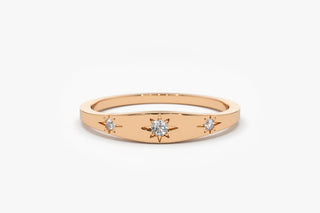 0.06 TCW Round Cut 3 Star Setting Moissanite Diamond Wedding Band