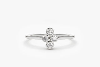 0.12 TCW Round Cut 4 Stone Bezel Solitaire Moissanite Diamond Wedding Band