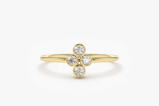0.12 TCW Round Cut 4 Stone Bezel Solitaire Moissanite Diamond Wedding Band