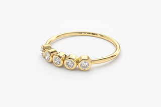 0.14 TCW 5 Stone Round Cut Bezel Moissanite Diamond Wedding Band