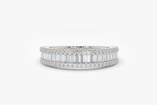 0.75 TCW Baguette & Round Cut Cluster Moissanite Diamond Wedding Band