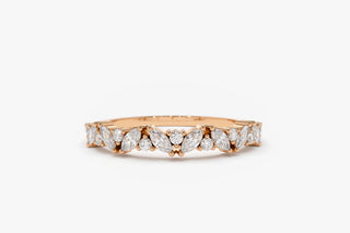 0.35 TCW Round & Marquise Cut Cluster Moissanite Diamond Wedding Band