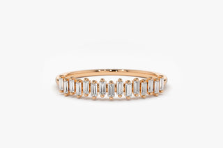 0.24 TCW Baguette Cut Half Eternity Moissanite Diamond Wedding Band