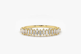 0.24 TCW Baguette Cut Half Eternity Moissanite Diamond Wedding Band