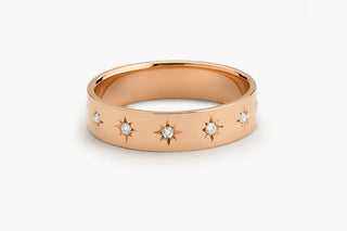 0.11 TCW Round Cut Moissanite Diamond Starburst Bridal Band