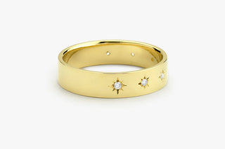 0.11 TCW Round Cut Moissanite Diamond Starburst Bridal Band