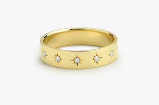 0.11 TCW Round Cut Moissanite Diamond Starburst Bridal Band