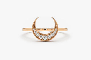 0.12 TCW Round Cut Crescent Moon Moissanite Diamond Wedding Band