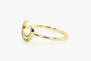 0.12 TCW Round Cut Crescent Moon Moissanite Diamond Wedding Band
