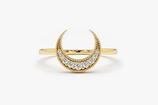0.12 TCW Round Cut Crescent Moon Moissanite Diamond Wedding Band