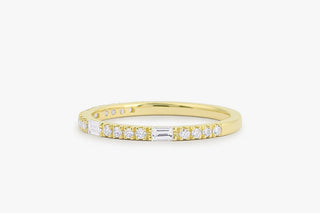 0.30 TCW Round & Baguette Half Eternity Moissanite Diamond Wedding Band