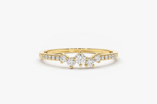 0.22 TCW Cluster Round Cut Moissanite Diamond Wedding Band