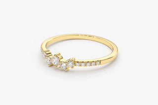0.22 TCW Cluster Round Cut Moissanite Diamond Wedding Band