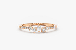 0.22 TCW Cluster Round Cut Moissanite Diamond Wedding Band