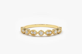 0.22 TCW Round Cut Marquise Shape Vintage Moissanite Diamond Wedding Band