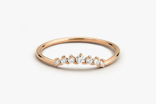 0.15 TCW Round Cut Curved Moissanite Diamond Wedding Band