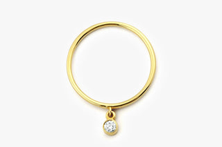 0.05 TCW Round Cut Bezel Dangling Charm Moissanite Diamond Wedding Band