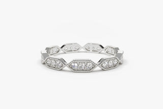 0.38 TCW Vintage Round Cut Milgrain Moissanite Diamond Wedding Band