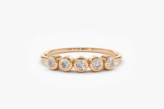0.14 TCW 5 Stone Round Cut Bezel Moissanite Diamond Wedding Band