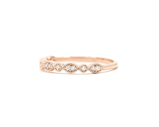 0.12 TCW Round Cut Vintage Milgrain Moissanite Diamond Wedding Band