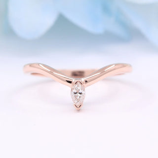 0.10 TCW Unique Marquise Cut Curved Moissanite Diamond Wedding Band