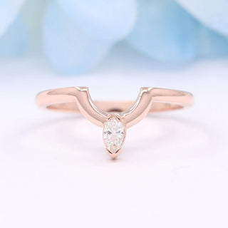 0.10 TCW Marquise Cut Unique Curved Moissanite Diamond Wedding Band
