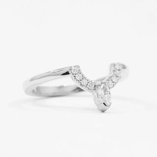 0.16 TCW Round & Marquise Crown Set Moissanite Diamond Wedding Band