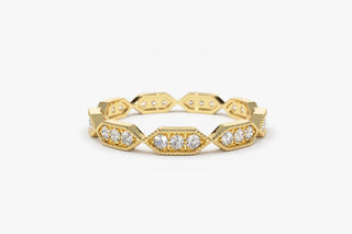 0.38 TCW Vintage Round Cut Milgrain Moissanite Diamond Wedding Band