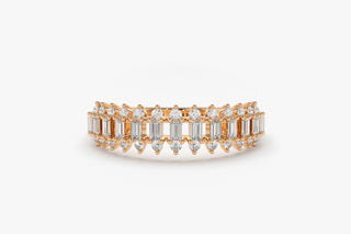 0.56 TCW Baguette & Round Cut Cluster Moissanite Diamond Wedding Band