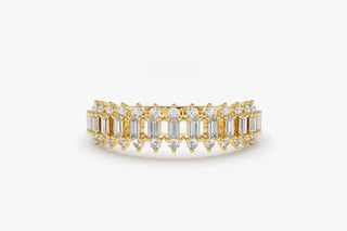 0.56 TCW Baguette & Round Cut Cluster Moissanite Diamond Wedding Band