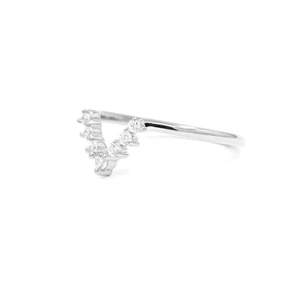0.11 TCW Round Cut V Shape Moissanite Diamond Wedding Band