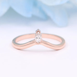 0.10 TCW Unique Marquise Cut Curved Moissanite Diamond Wedding Band
