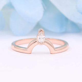 0.10 TCW Marquise Cut Unique Curved Moissanite Diamond Wedding Band