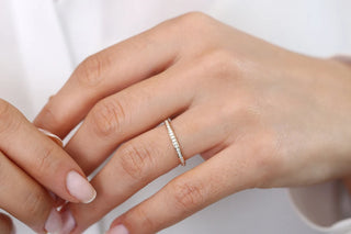 0.32 TCW Round Cut Channel Set Half Eternity Moissanite Diamond Wedding Band