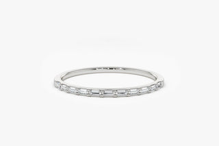0.15 TCW Baguette Cut Half Eternity Moissanite Diamond Wedding Band
