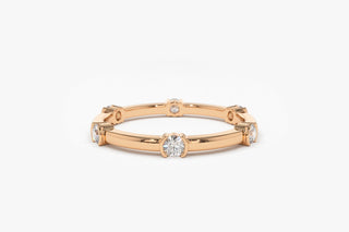 0.34 TCW Round Cut Bezel Petite Moissanite Diamond Wedding Band