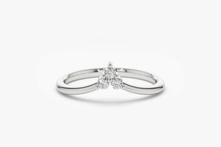 0.09 TCW Round Cut 3 Stone Curved Moissanite Diamond Wedding Band
