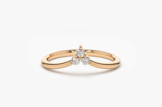 0.09 TCW Round Cut 3 Stone Curved Moissanite Diamond Wedding Band