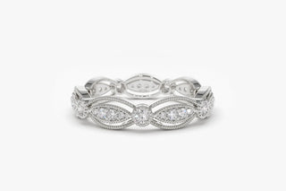 0.35 TCW Round Cut Vintage Milgrain Moissanite Diamond Wedding Band