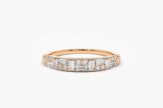 0.40 TCW Round & Baguette Cut Cluster Moissanite Diamond Wedding Band